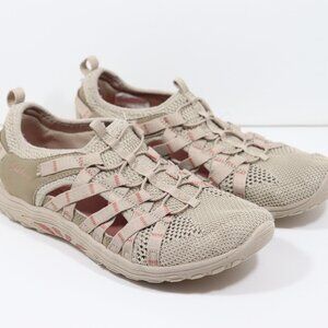 Womens Size 7.5 Sketchers Slip On Shoes Relaxed Fit Luxe Foam Lifestyle Tan Pink